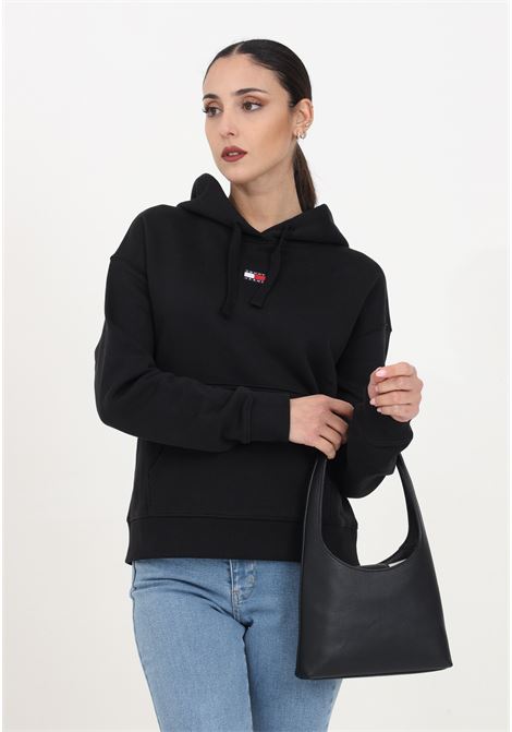 Black women's hooded sweatshirt with long sleeves in cotton TOMMY JEANS | DW0DW17326BDSBDS